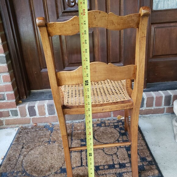 Vintage Ladder Back Wood Cane Seat Accent Chair - Picture 12 of 14